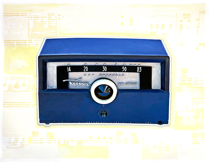 blue Midcentury Regency radio art, photography, archival print, painted, la marler