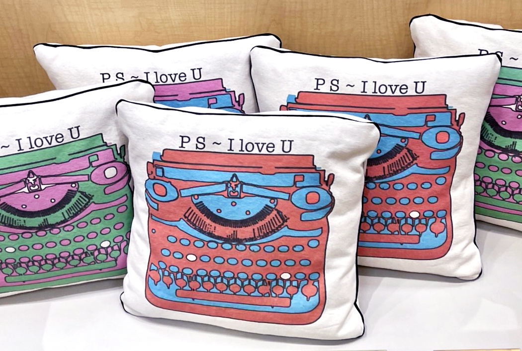 PS I love you, custom pillow, palm springs, joshua tree, typewriter art, typewriters, typowriter, LA Marler